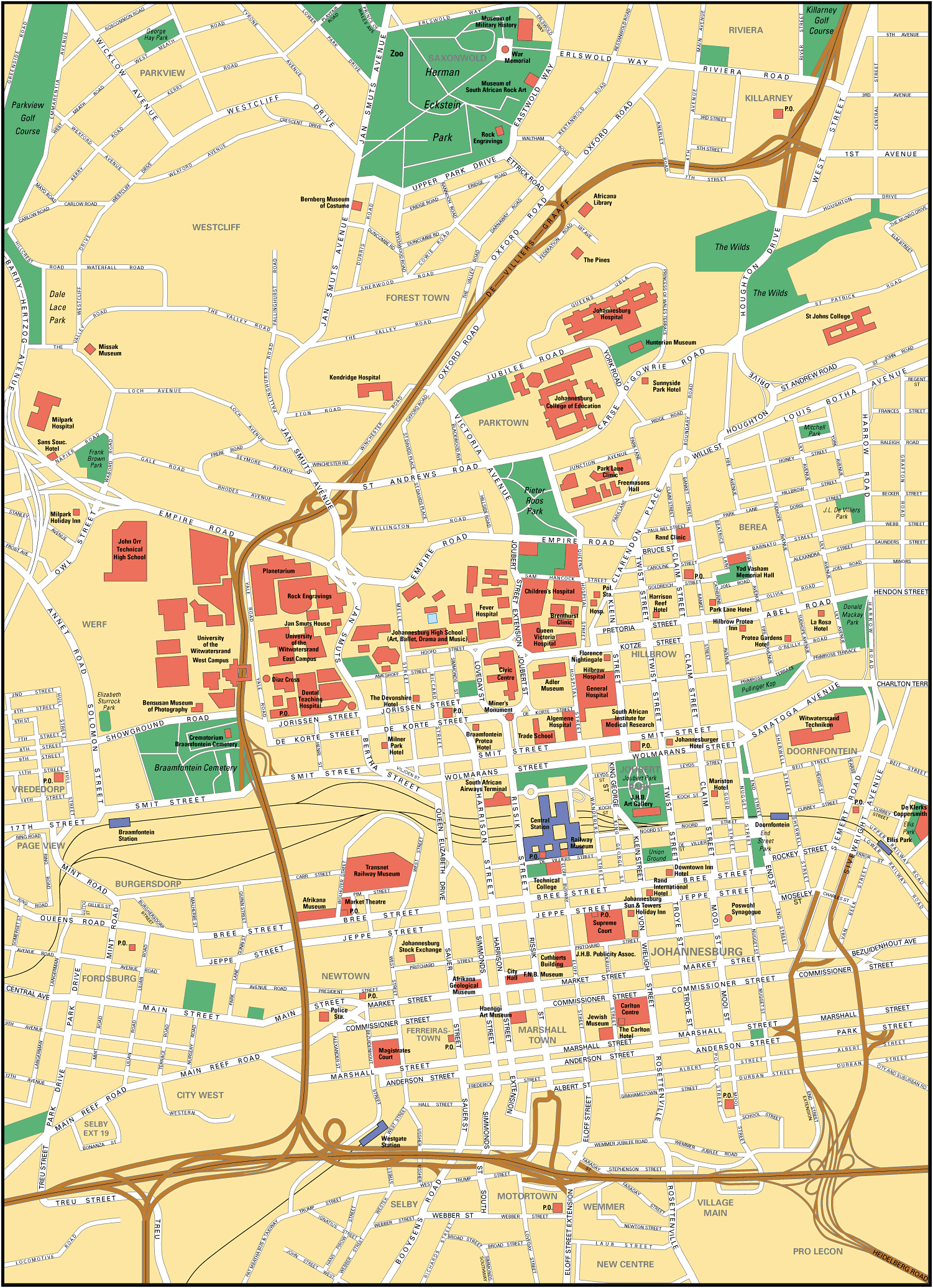 Plan de Johannesburg | Carte de Johannesburg