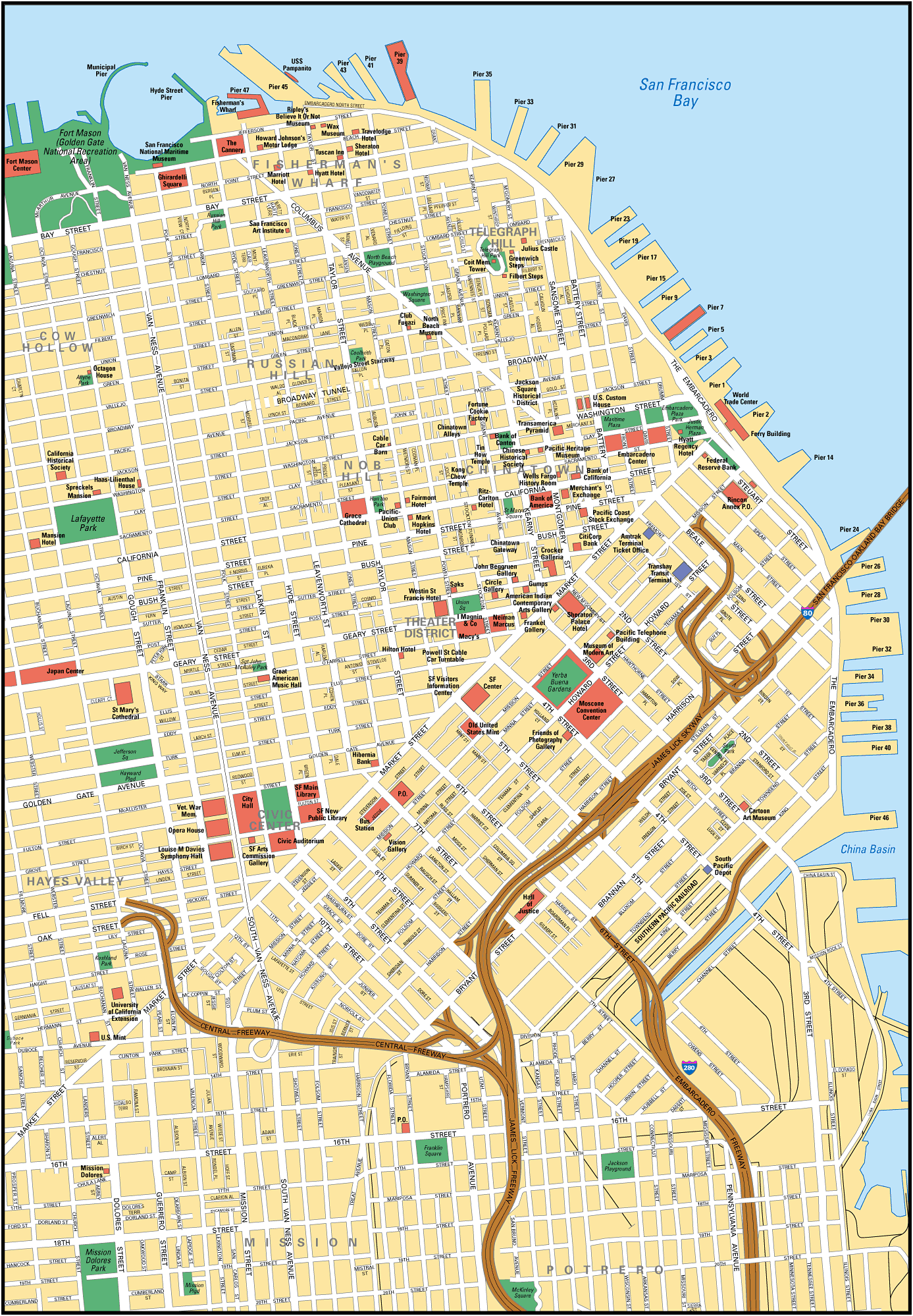 Plan de San Francisco | Carte de San Francisco